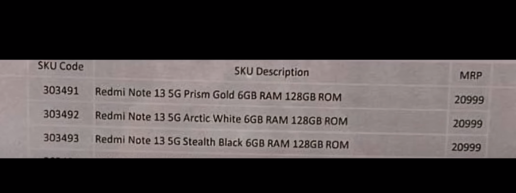 Redmi Note 13 Price